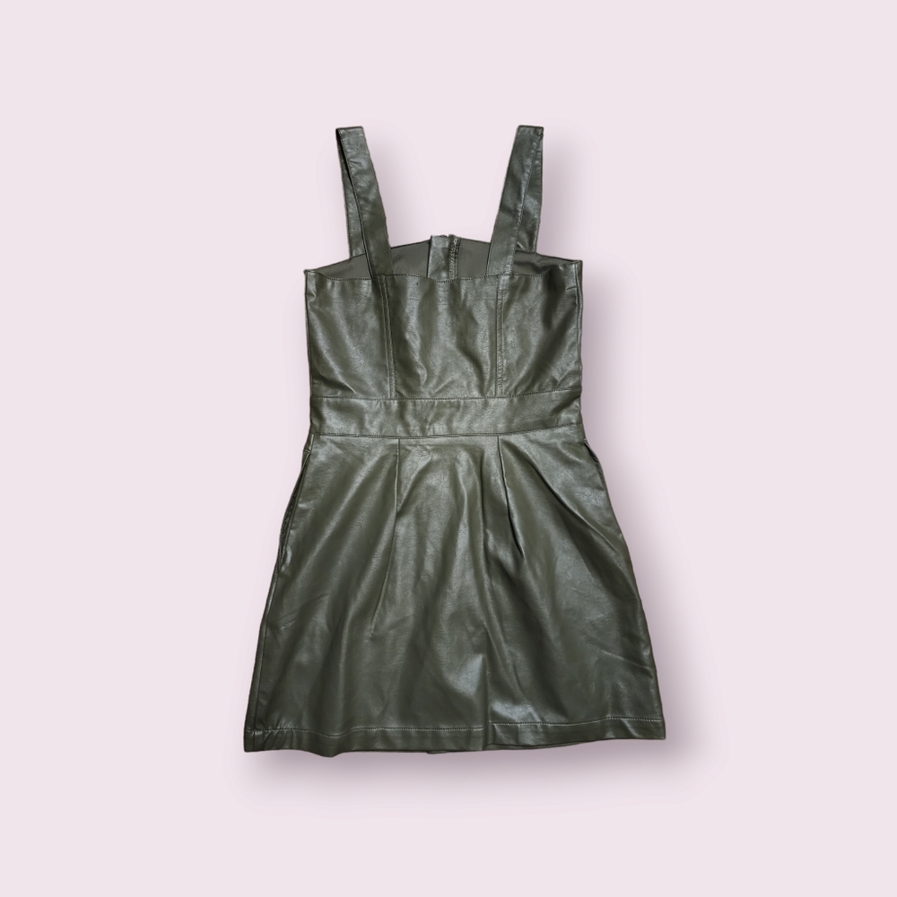 New Pinafore Overall Olive Green Dress Women Size XXS